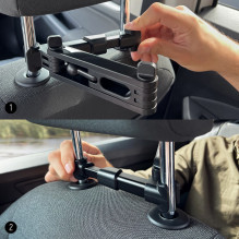 RETURNED ITEM Wozinsky adjustable headrest holder for tablet or phone black (WTHBK3)