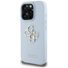 Guess Grained Big 4G Logo Small Classic Logo case for iPhone 16 Pro Max - blue