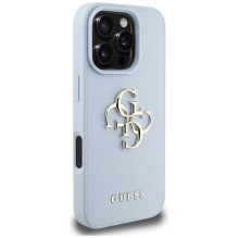 Guess Grained Big 4G Logo Small Classic Logo dėklas, skirtas iPhone 16 Pro Max - mėlynas