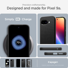 „Spigen“ skystas oro dėklas, skirtas „Google Pixel 9A“ – matinė juoda