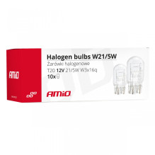 Halogen bulbs T20 W21 / 5W W3x16d 10 pcs AMIO-02552