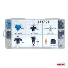 Small set of car clips and pins with tools 148 pcs AMIO-04741