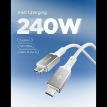 „Spigen Essential EB24015CC“ USB-C / USB-C 240W laidas 150 cm – baltas