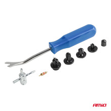 Small set of car clips and pins with tools 83+18 pcs.AMIO-04740