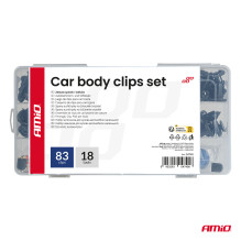 Small set of car clips and pins with tools 83+18 pcs.AMIO-04740
