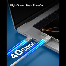 „Spigen Essential EB24015CC“ USB-C / USB-C 240W laidas 150 cm – baltas