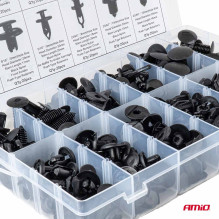 Vidutinio dydžio automobilių spaustukų ir kaiščių rinkinys, 240 vnt. AMIO-04737
