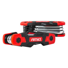 HEX Allen keys with ball, foldable, IMBUS, 8 pcs. CRV AMIO-04788