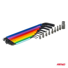 HEX Allen keys with ball and IMBUS bit set 18 pcs CRV AMIO-04787