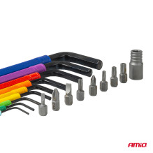 HEX Allen keys with ball and IMBUS bit set 18 pcs CRV AMIO-04787
