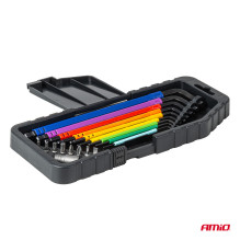 HEX Allen keys with ball and IMBUS bit set 18 pcs CRV AMIO-04787