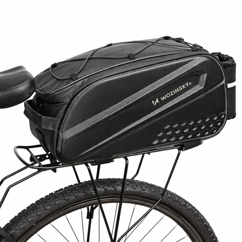 Wozinsky Bike Trunk Bag with Long Strap and Expandable Side Pockets - Black
