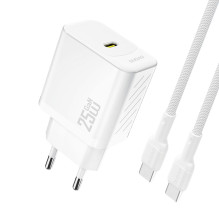 Dudao A27CEU PD 25W GaN SB-C Wall Charger with USB-C Cable - White