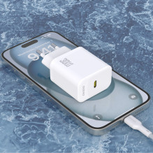 Dudao A27PCEU PD 30W GaN USB-C Wall Charger with USB-C Cable - White