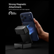 „Spigen Essential Qi2.2 25W 3in1 MagSafe“ magnetinis belaidis įkroviklis – juodas