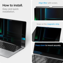 „Spigen SafeView“ privatumo ekrano apsauga, skirta „MacBook Pro 14“ (2021–2025 m.)
