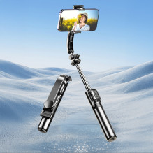 Asmenukių lazda Dudao F18S 4 viename sulankstomas trikojis su nuotolinio valdymo pultu - juoda