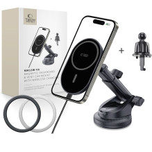 „Tech-Protect mm15W-V6“ magnetinis „MagSafe“ automobilio laikiklis kabinai / priekiniam stiklui / oro išleidimo angai – 