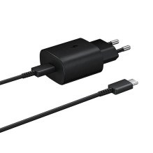„Samsung“ 25 W EP-TA800EBE USB-C sieninis įkroviklis su „Samsung EP-DA705BBE“ USB-C / USB-C laido pakeitimo rinkiniu – j