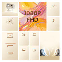 Yaber L2 Plus LCD FullHD 1080p Multimedia Projector with JBL Speakers - Beige