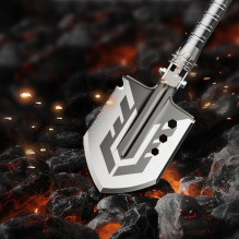 Wozinsky WSS-211 survival bushcraft shovel multifunctional knife breaker flint whistle harpoon 21 in 1 - gray