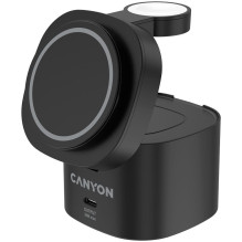 Canyon 4 in 1 Wireless Charging Stand, 30W max, Size: 70x70x70.3mm, weight: 414g, with 65W charger and 1M cable, black
