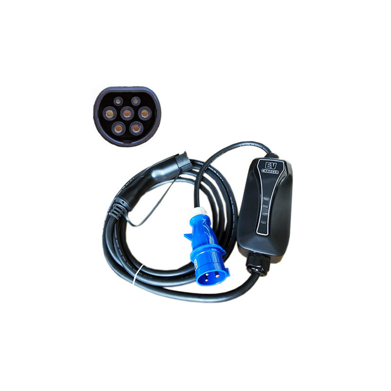 Portable electric vehicle charger Type 2 - CEE, 6-32A, 7.2kW, 1-phase, 5m