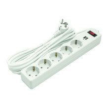 Household extension cord 5m, 5 sockets, 2xUSB, with switch