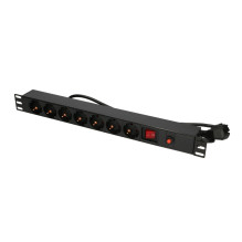 EXTRALINK 19' 1U 7 SOCKET EU TYPE POWER PDU WITH SWITCH PDU 7-EU