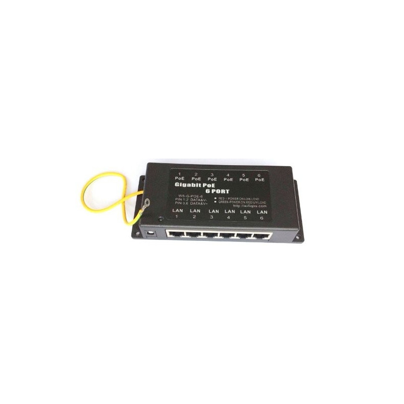 Passive Gigabit PoE Injector / Shielded Panel, 6 ports