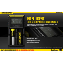 NITECORE 2 Bay 0.5A NiMH / NiCd, Li-ion, IMR, LiFePo4 Inteligent USB Battery Charger D2