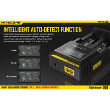 NITECORE 2 lizdų 0,5 A NiMH / NiCd, Li-ion, IMR, LiFePo4 išmanusis USB akumuliatorių įkroviklis D2 NITECORE 2 lizdų 0,5 A NiMH / NiCd, Li-ion, IMR, LiFePo4 išmanusis USB akumuliatorių įkroviklis D2