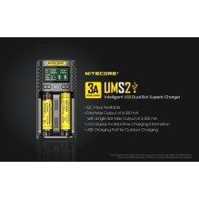 NITECORE 2 lizdų 4A NiMH / NiCd, Li-ion, IMR, LiFePo4 išmanusis USB akumuliatorių įkroviklis UMS2
