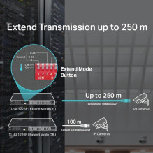TP-Link 24 prievadų 10 / 100 Mbps + 2 prievadų gigabito nevaldomas PoE+ komutatorius