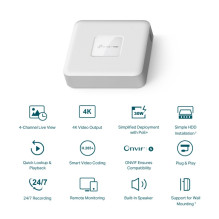 TP-LINK VIGI 4 kanalų PoE+ tinklo vaizdo įrašymo įrenginys TP-LINK VIGI 4 kanalų PoE+ tinklo vaizdo įrašymo įrenginys