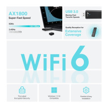 TP-LINK AX1800 dviejų dažnių „Wi-Fi 6“ belaidis USB adapteris, „Archer TX20U“