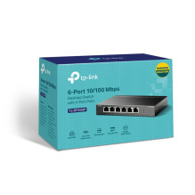 TP-LINK 6 prievadų 10 / 100 Mbps stalinis komutatorius su 4 prievadų PoE+