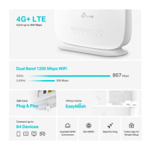 TP-LINK 4G+ Cat6 AC1200 belaidis dviejų dažnių gigabito maršrutizatorius Archer MR505 TP-LINK 4G+ Cat6 AC1200 belaidis dviejų dažnių gigabito maršrutizatorius Archer MR505