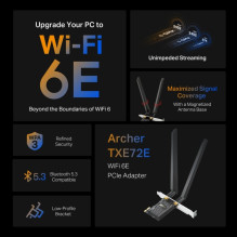 TP-LINK AXE5400 Wi-Fi 6E Bluetooth 5.3 PCIe adapteris Archer TXE72E