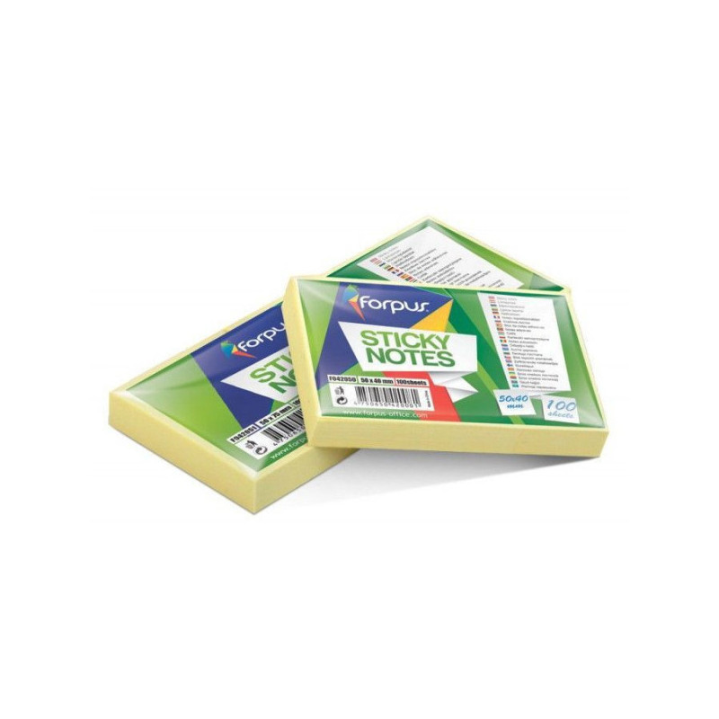 Sticky notes Forpus, 40x50mm, yellow (3x100)