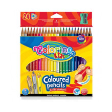 Spalvoti pieštukai Colorino Kids trikampiai 24 spalvų, su drožtuku