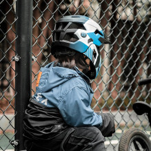 „Rockbros TS-61 10110061002“ vaikiškas dviračio šalmas su nuimamu smakru, M dydis (54–57), mėlynas