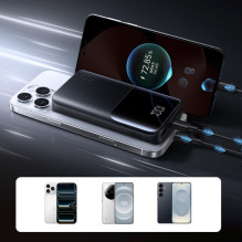 „Joyroom JR-QP191 Star Series Mini 10000mAh 22.5W“ išorinė baterija su skaitmeniniu ekranu – juoda