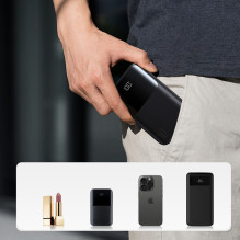 „Joyroom JR-QP191 Star Series Mini 10000mAh 22.5W“ išorinė baterija su skaitmeniniu ekranu – juoda