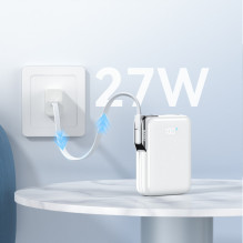 „Joyroom JR-PBF27 Pro“ 10000mAh 30W išorinė baterija su įmontuotu USB-C laidu ir papildomu dvikrypčiu USB-C–Lightning la