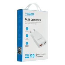 Veger telefono įkroviklis VEGER USB A + USB C QC PD 30W 30W1A1C baltas