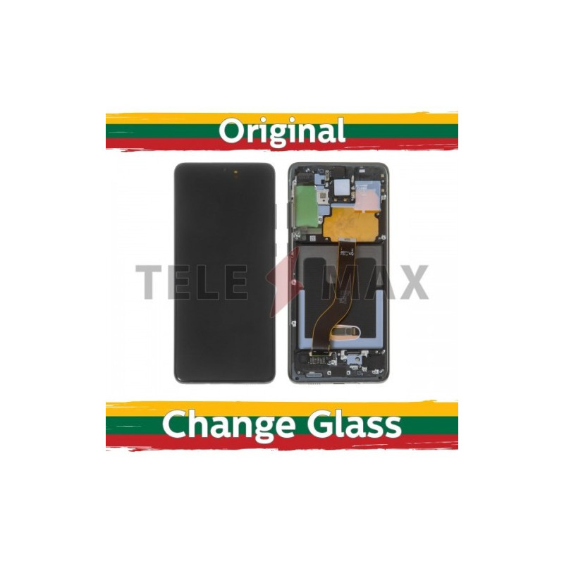 Ekranas skirtas Samsung G986 (G985) S20 Plus su rėmeliu / Cosmic Black / (Atnaujintas: Telemax)