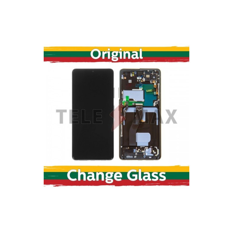 Ekranas skirtas Samsung G998 S21 Ultra su rėmeliu / Phantom Black / (Atnaujintas: Telemax)