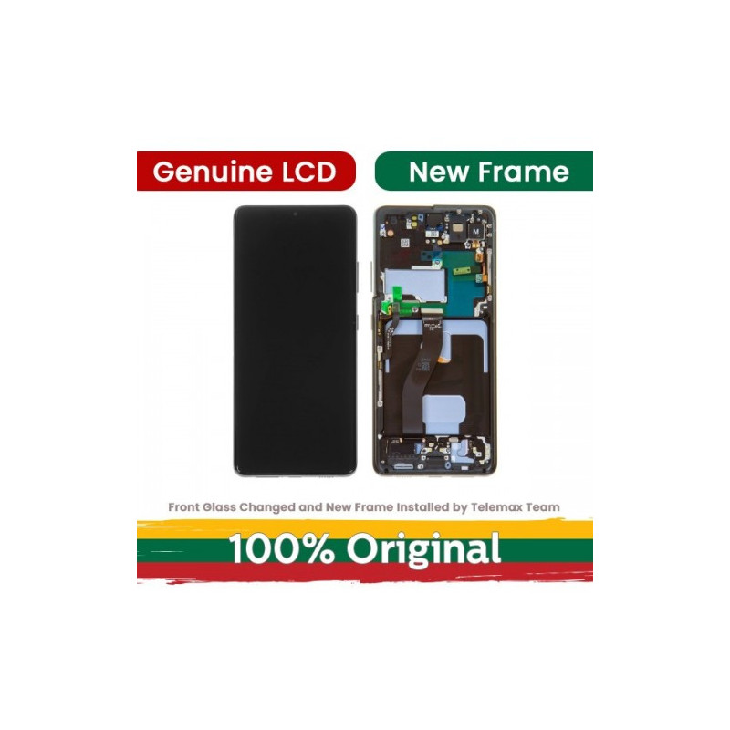 Ekranas skirtas Samsung G998 S21 Ultra su rėmeliu / Phantom Silver / (Atnaujintas: Telemax)