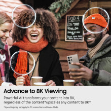 Televizorius, SAMSUNG, 75 colių, 8K Ultra HD, 7680 x 4320 pikselių, plokščias, Neo QLED, QE75QN900FTXXH